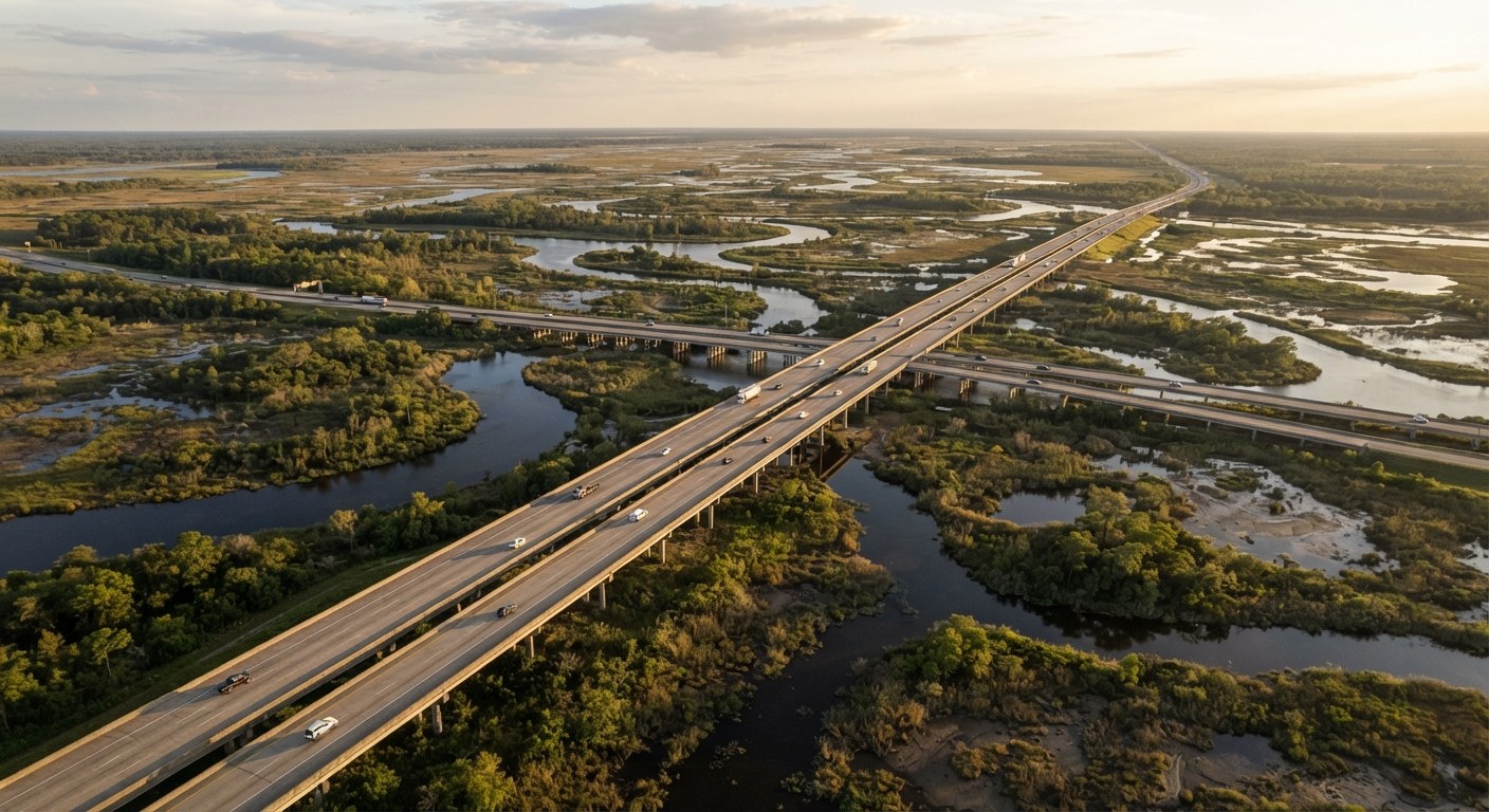 Highway through open country